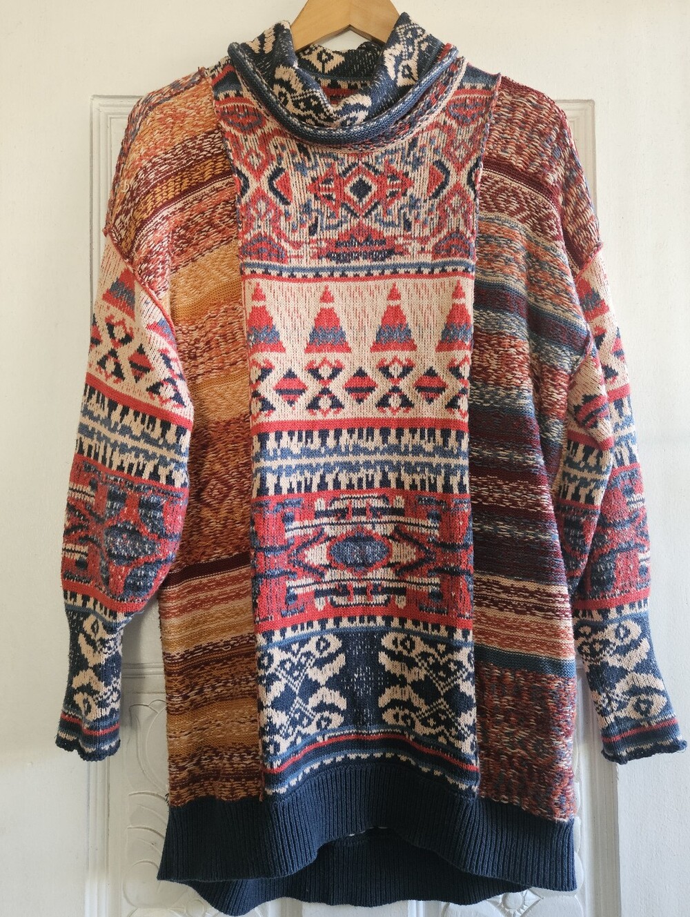 Free People Multicolor Turtleneck Long Sweater XS